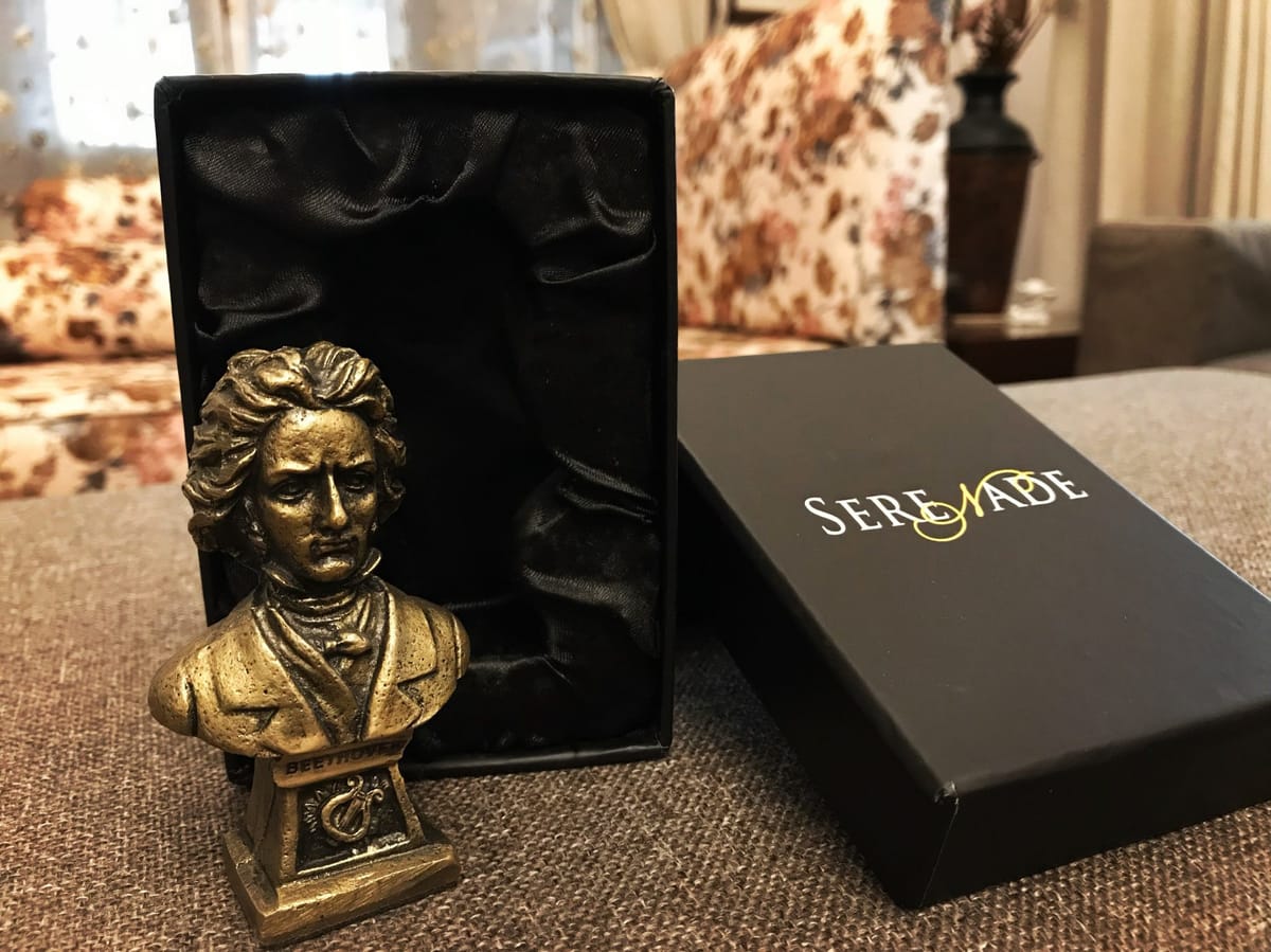 OUR FIRST MERCHANDISE – A BUST OF YOUNG BEETHOVEN IN BRASS